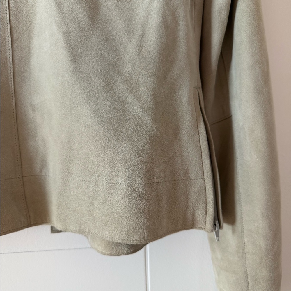 Vintage 90s Express Beige Suede Leather Shirt Jacket - Picture 3 of 9